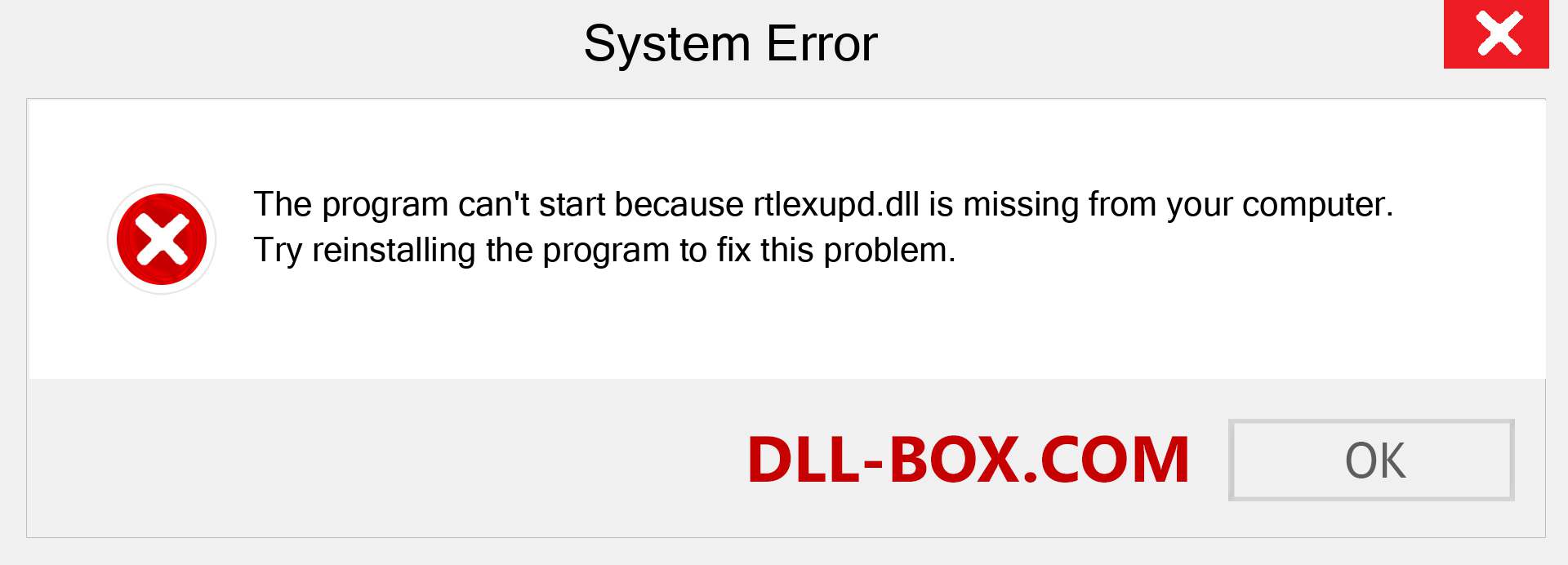  rtlexupd.dll file is missing?. Download for Windows 7, 8, 10 - Fix  rtlexupd dll Missing Error on Windows, photos, images